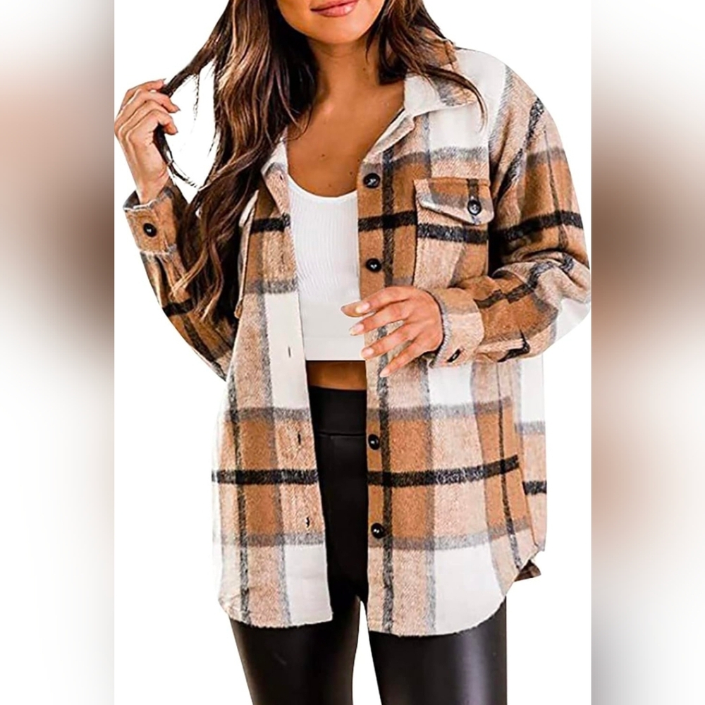 Plaid Button-Up Shirt Jacket